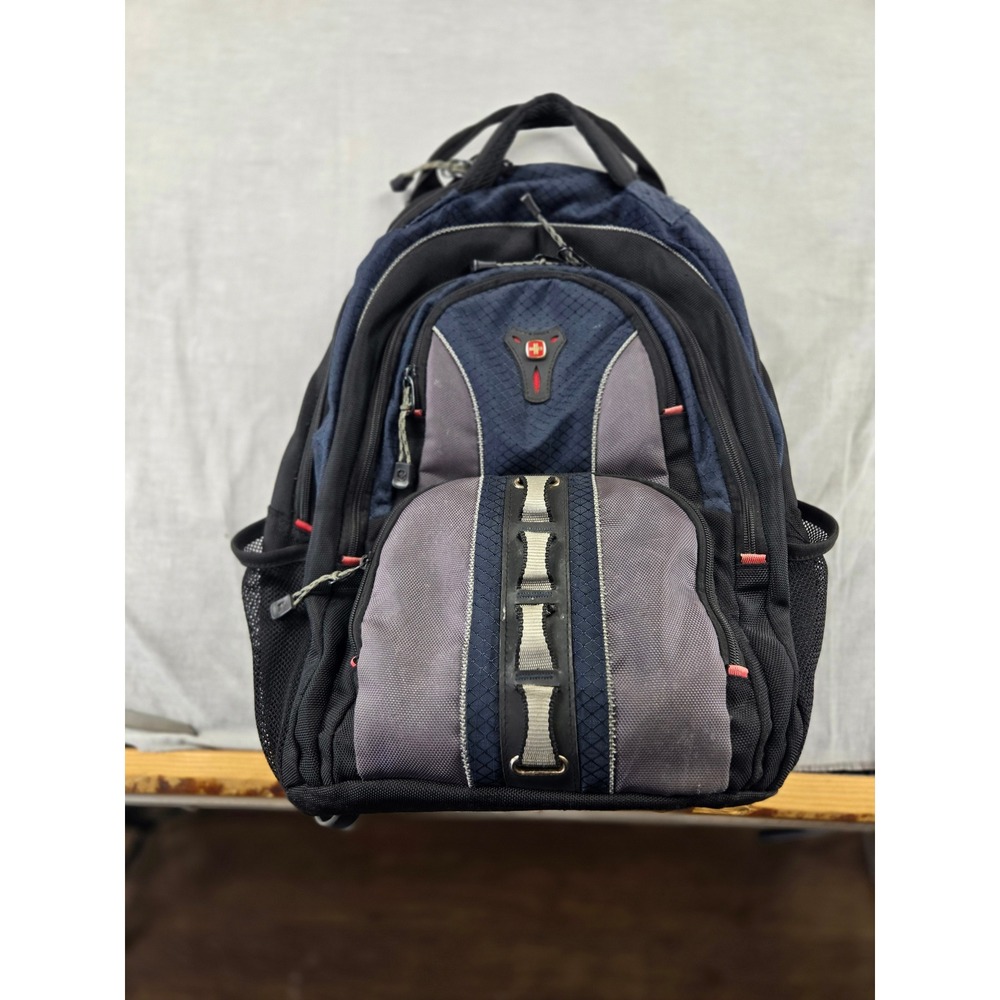 SwissGear Wenger Laptop Backpack Navy Blue Grey SwissGuard Padded Travel Bag